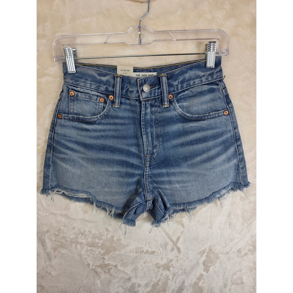 AE77 American Eagle High‎ Rise Cut-Off Denim Shorts 10 Year Wear Blue Womens 24